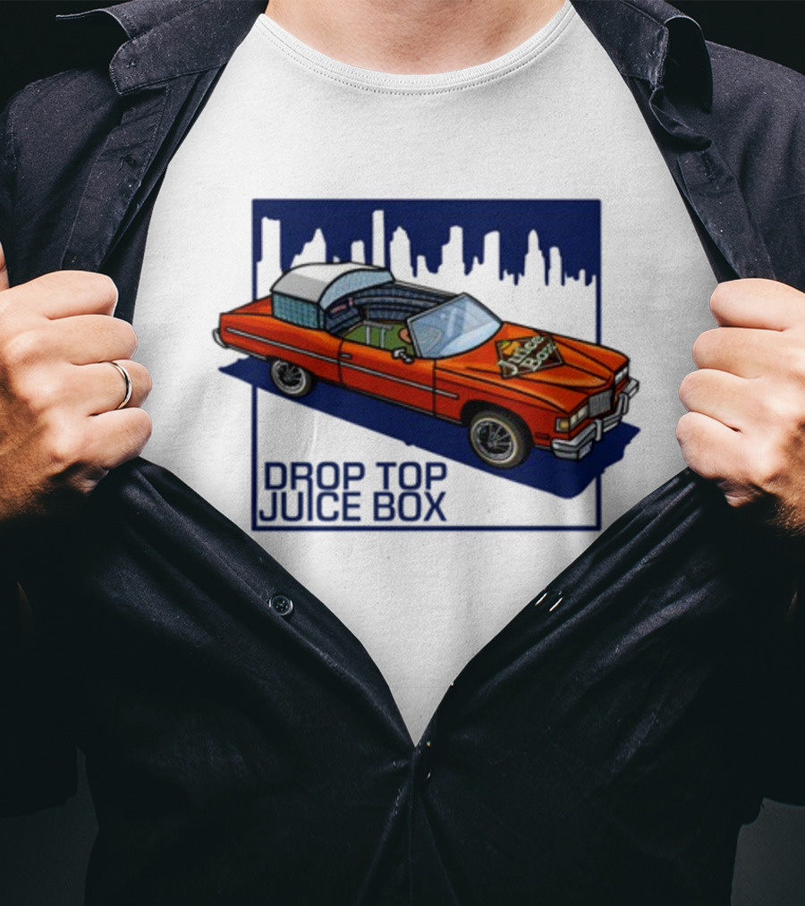 Droptop Juicebox Convertible With City Skyline In Background T-Shirt