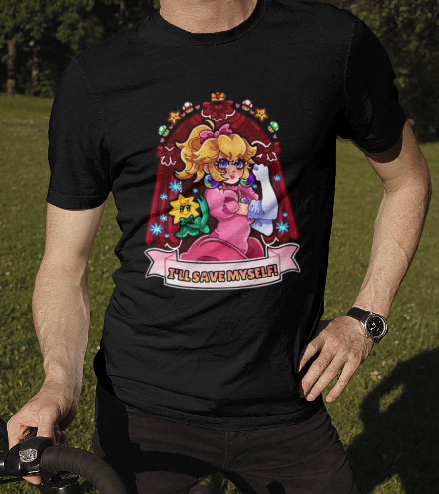 Jamealipuff I'll Save Myself Princess Parody With Flowers And Stars T-Shirt