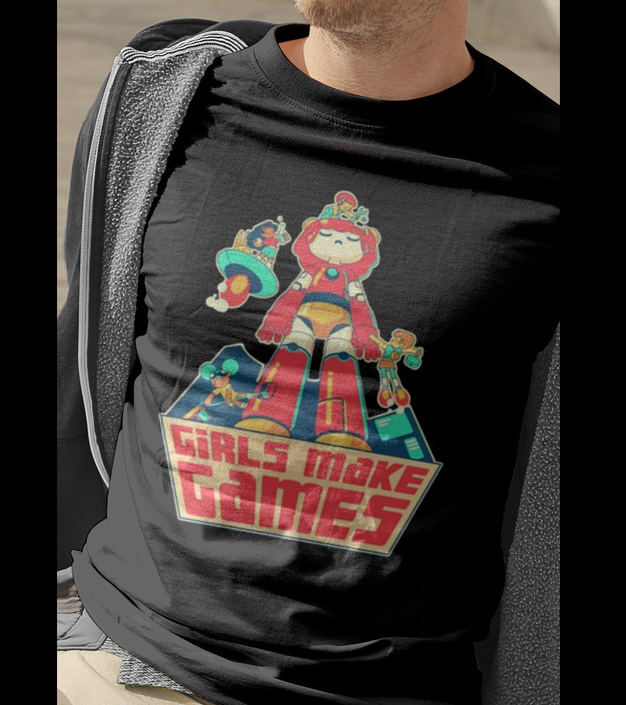 Castpixel Girls Make Games Robot Adventure Scene T-Shirt