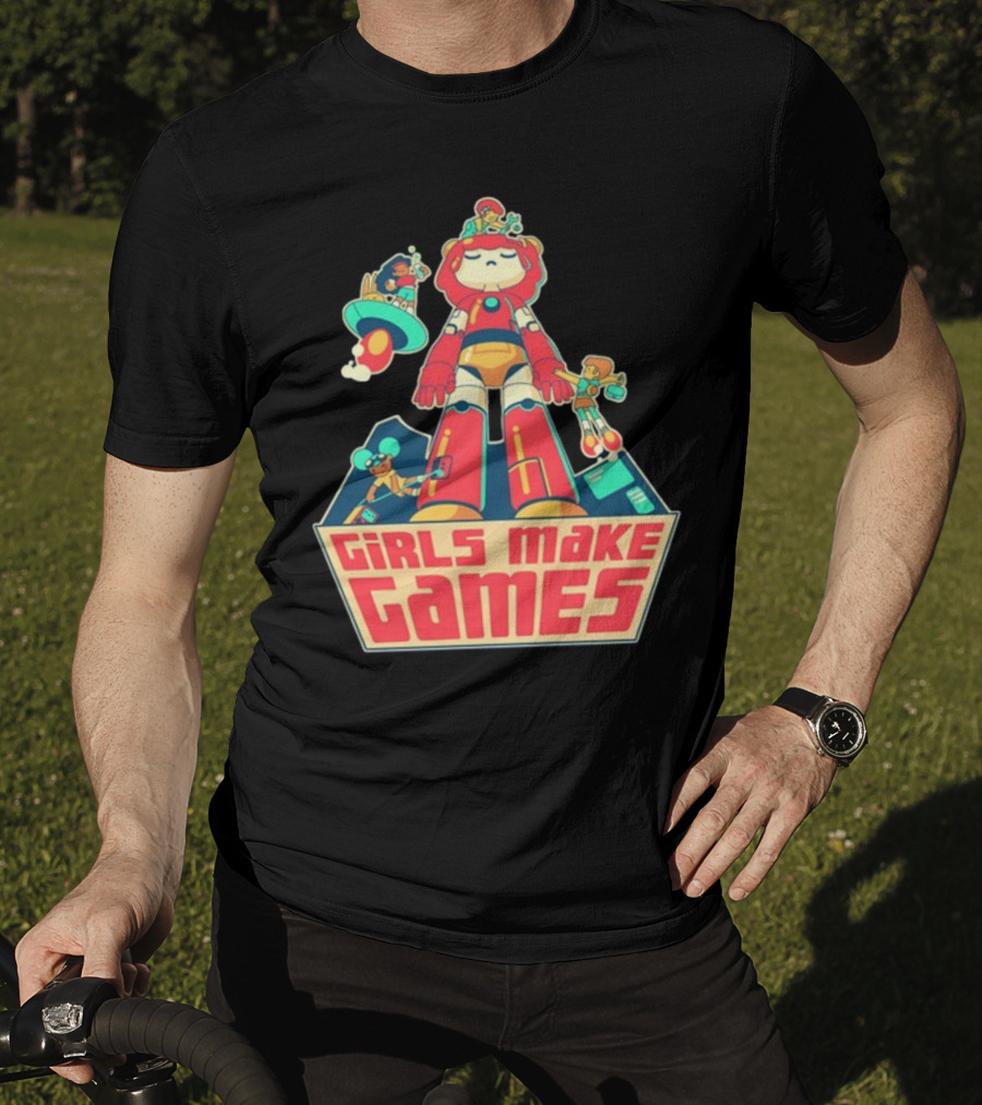 Castpixel Girls Make Games Robot Adventure Scene T-Shirt
