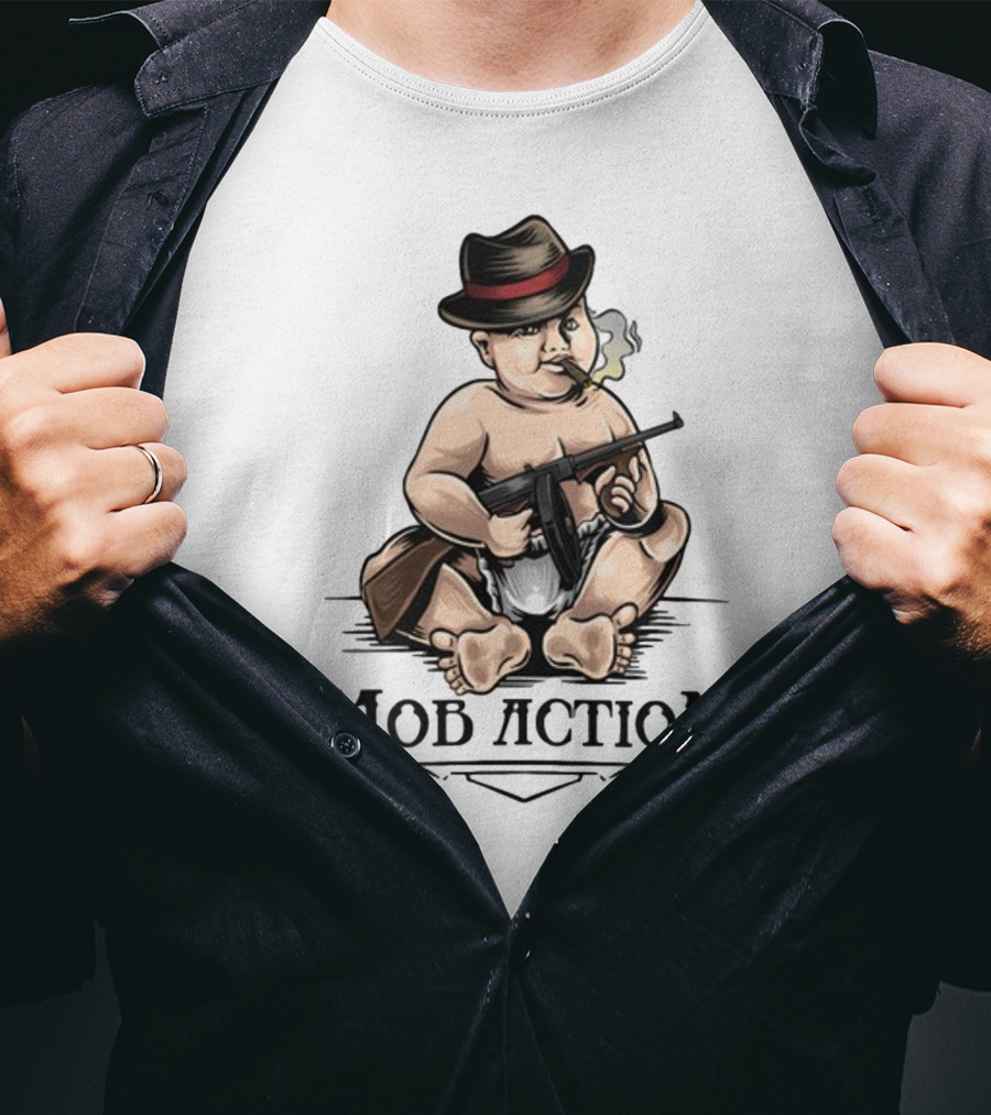 Jackass Baby Capone Mob Action Cigarette Fedora Gun T-Shirt