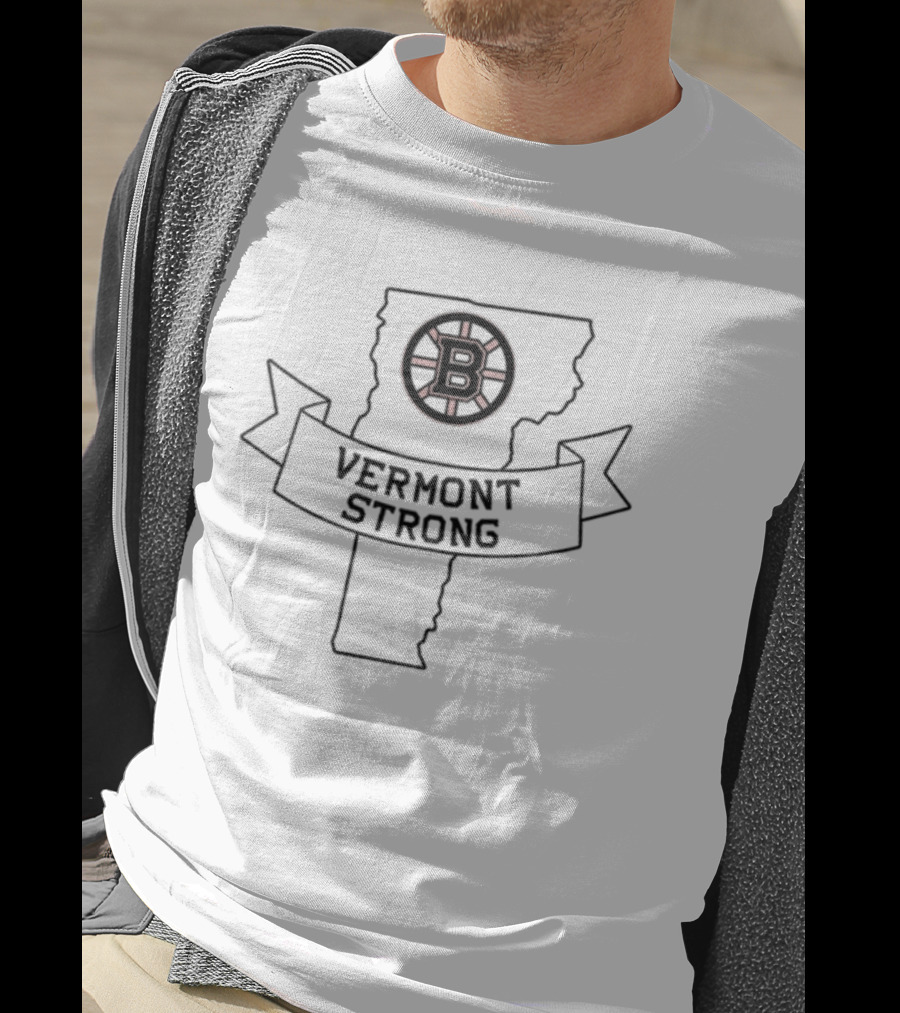 Boston Bruins Vermont Strong Logo On State Outline T-Shirt