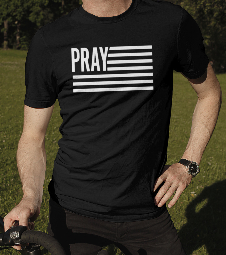 PRAY Flag Stripes Bold Minimalist T-Shirt