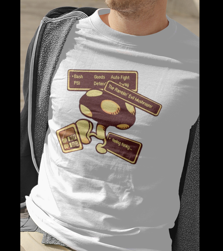 HP 187 PP 135 PSI Bash Goods Auto Fight Feeling Funky The Ramblin Evil Mushroom T-Shirt