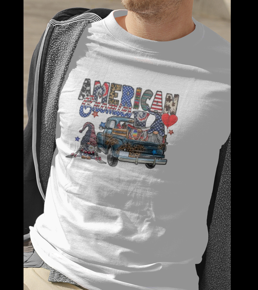 American Gnomies Truck With Patriotic Gnome Patterns And Stars T-Shirt