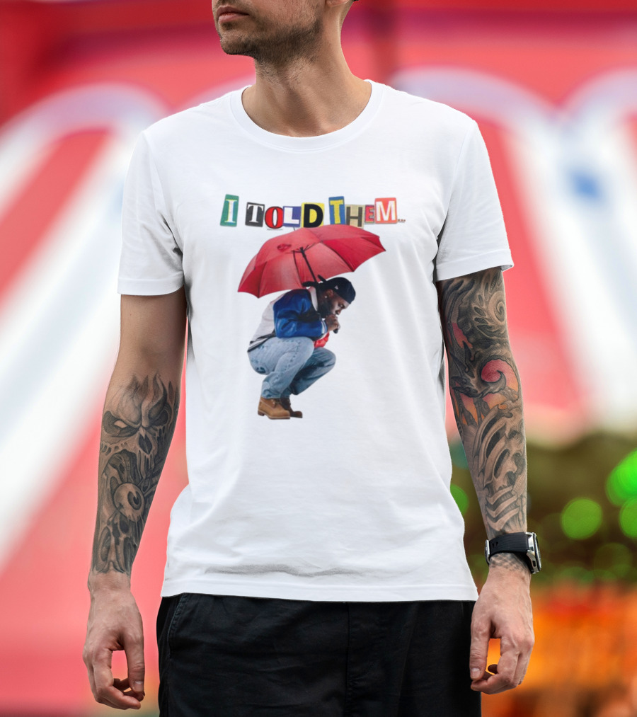 I Told Them Burna Boy Red Umbrella Crouching Pose T-Shirt