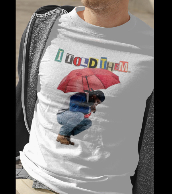 I Told Them Burna Boy Red Umbrella Crouching Pose T-Shirt