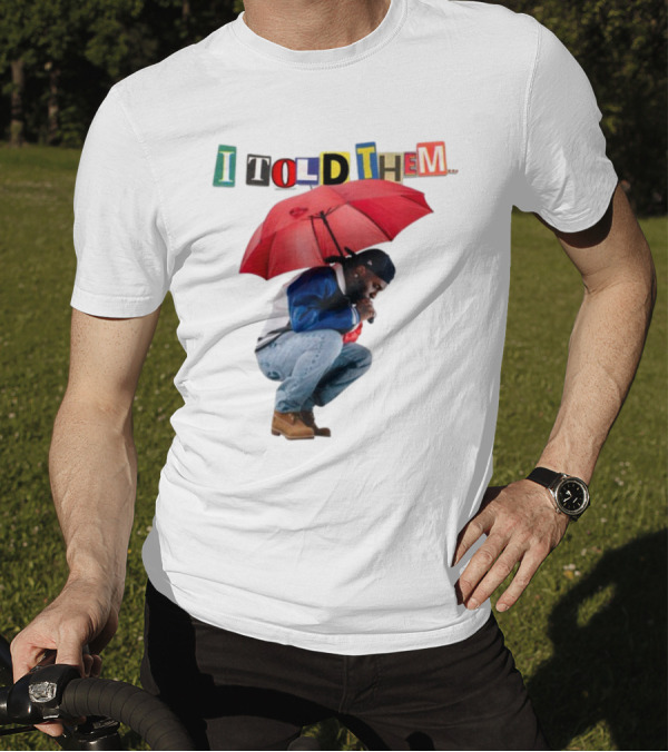 I Told Them Burna Boy Red Umbrella Crouching Pose T-Shirt