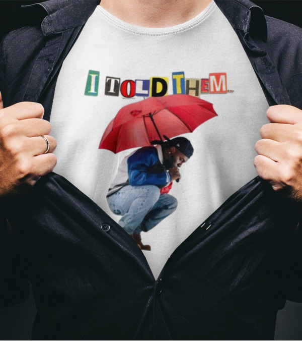 I Told Them Burna Boy Red Umbrella Crouching Pose T-Shirt