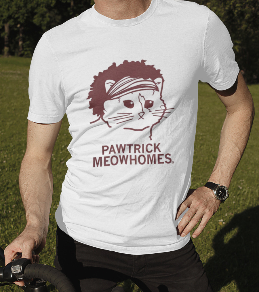 Pawtrick Meowhomes Cat With Headband And Afro T-Shirt