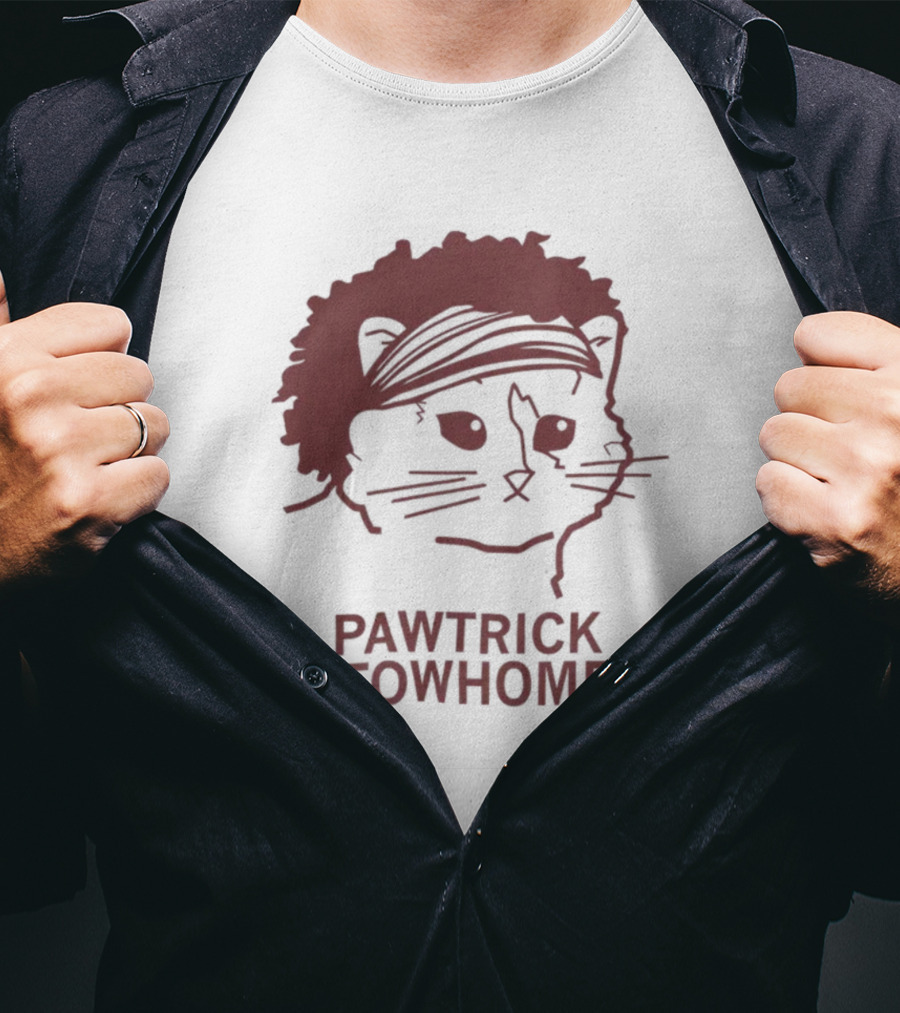 Pawtrick Meowhomes Cat With Headband And Afro T-Shirt