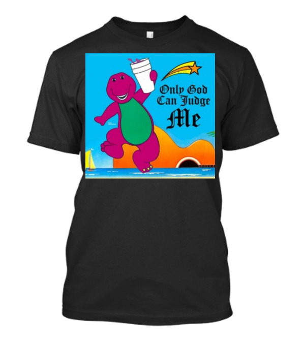 Only God Can Judge Me Dinosaur With Drink Star And Guitar Scene T-Shirt