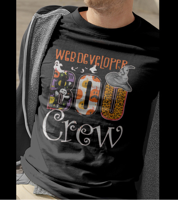 Web Developer Boo Crew Halloween Party Spooky Web Developer Ghosts Pumpkins Witch Hat T-Shirt