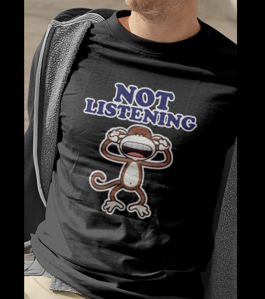 Bobbyjack Not Listening Monkey Covering Ears T-Shirt