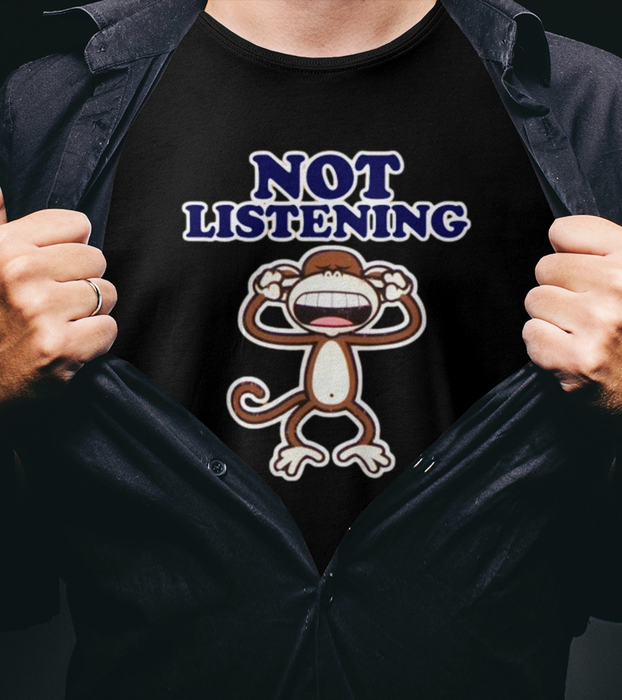 Bobbyjack Not Listening Monkey Covering Ears T-Shirt