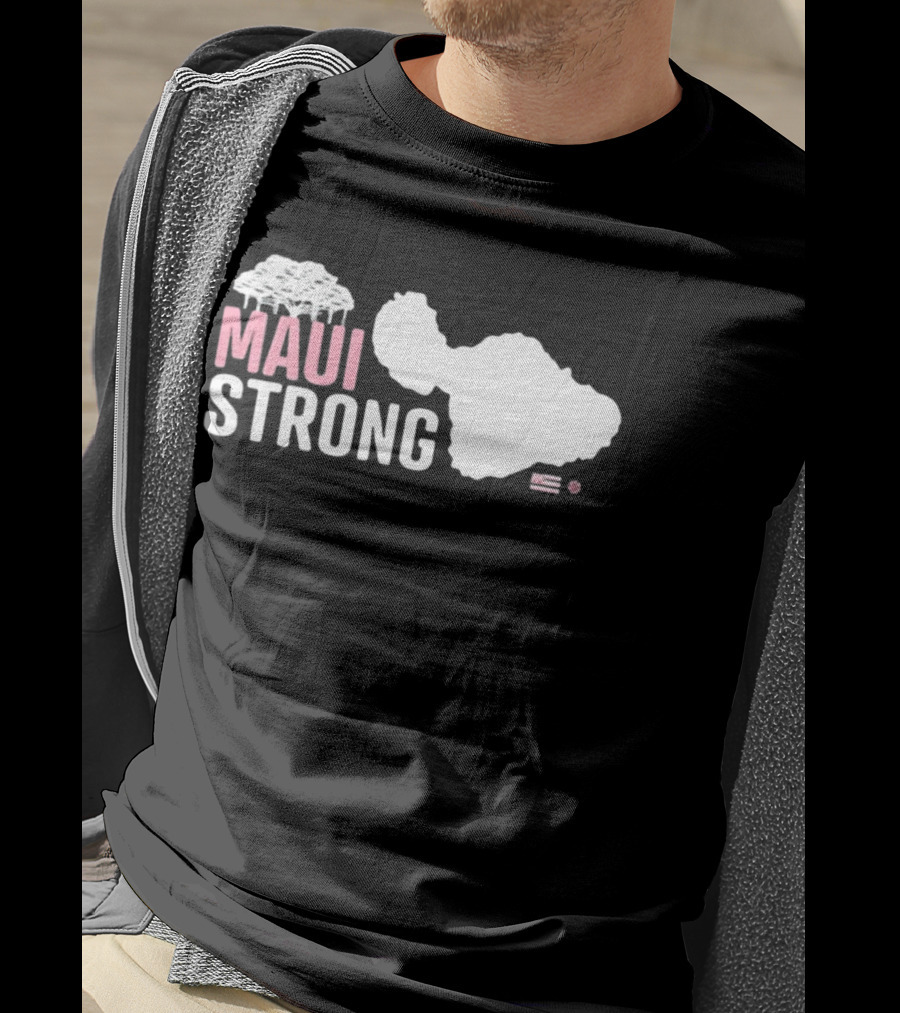 Maui Strong Relief Hawaiian Island Map With Flag T-Shirt