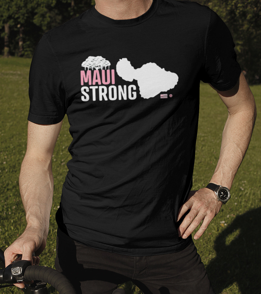Maui Strong Relief Hawaiian Island Map With Flag T-Shirt