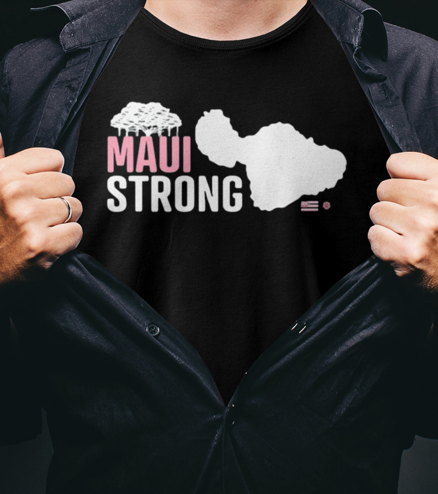 Maui Strong Relief Hawaiian Island Map With Flag T-Shirt