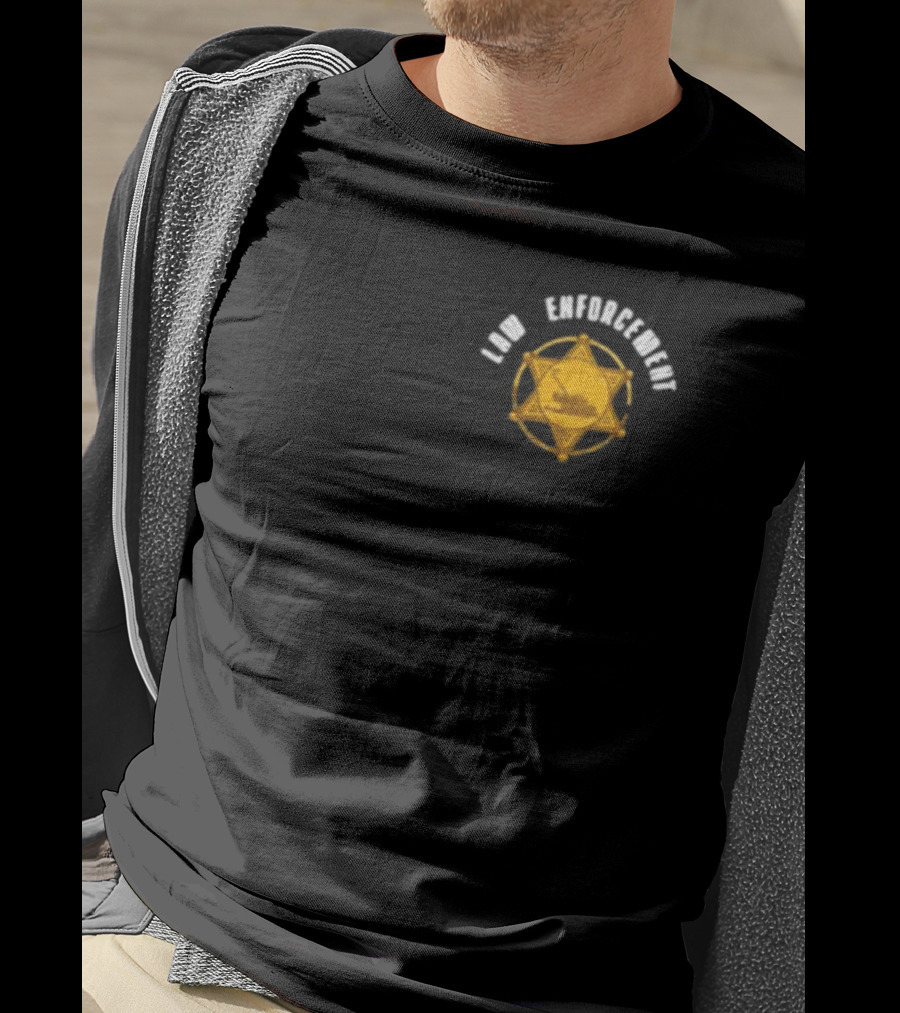 Middleclassfancy Lawn Enforcement Badge With Gold Star And Tractor T-Shirt