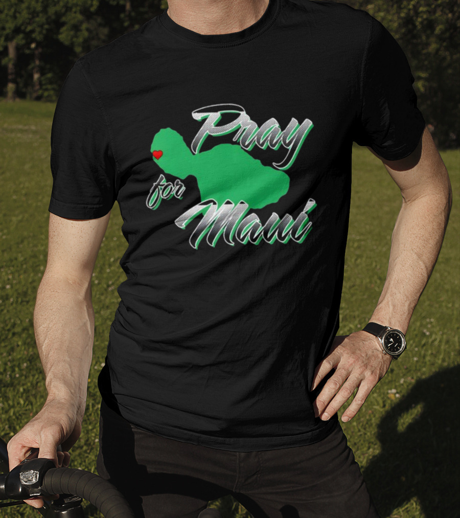Pray For Maui Green Island Heart T-Shirt