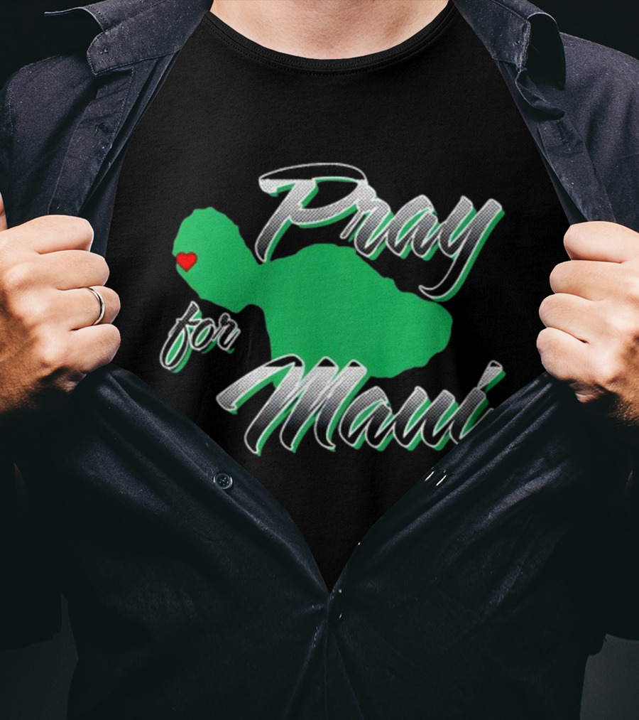 Pray For Maui Green Island Heart T-Shirt