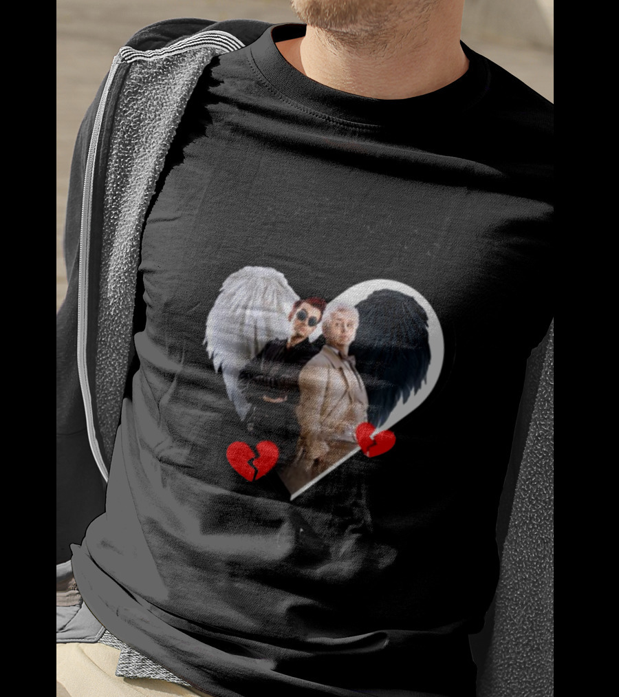 Azirasbraincell Good Omens I'm A Child Of Divorce Heart Wings Broken Heart T-Shirt