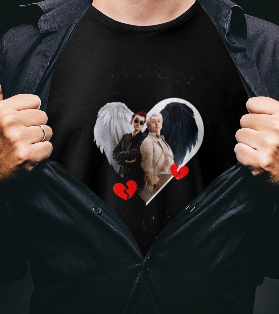 Azirasbraincell Good Omens I'm A Child Of Divorce Heart Wings Broken Heart T-Shirt