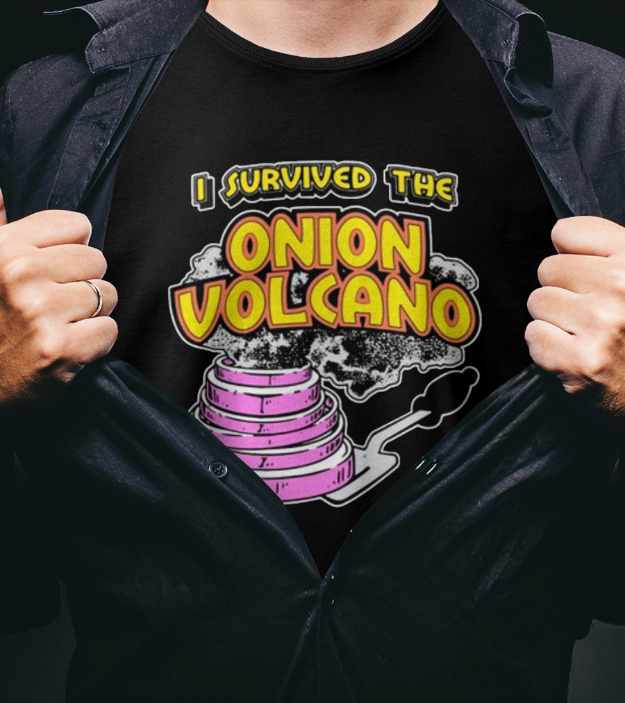 I Survived The Onion Volcano Hibachi Grill Smoke Spatula Scene T-Shirt