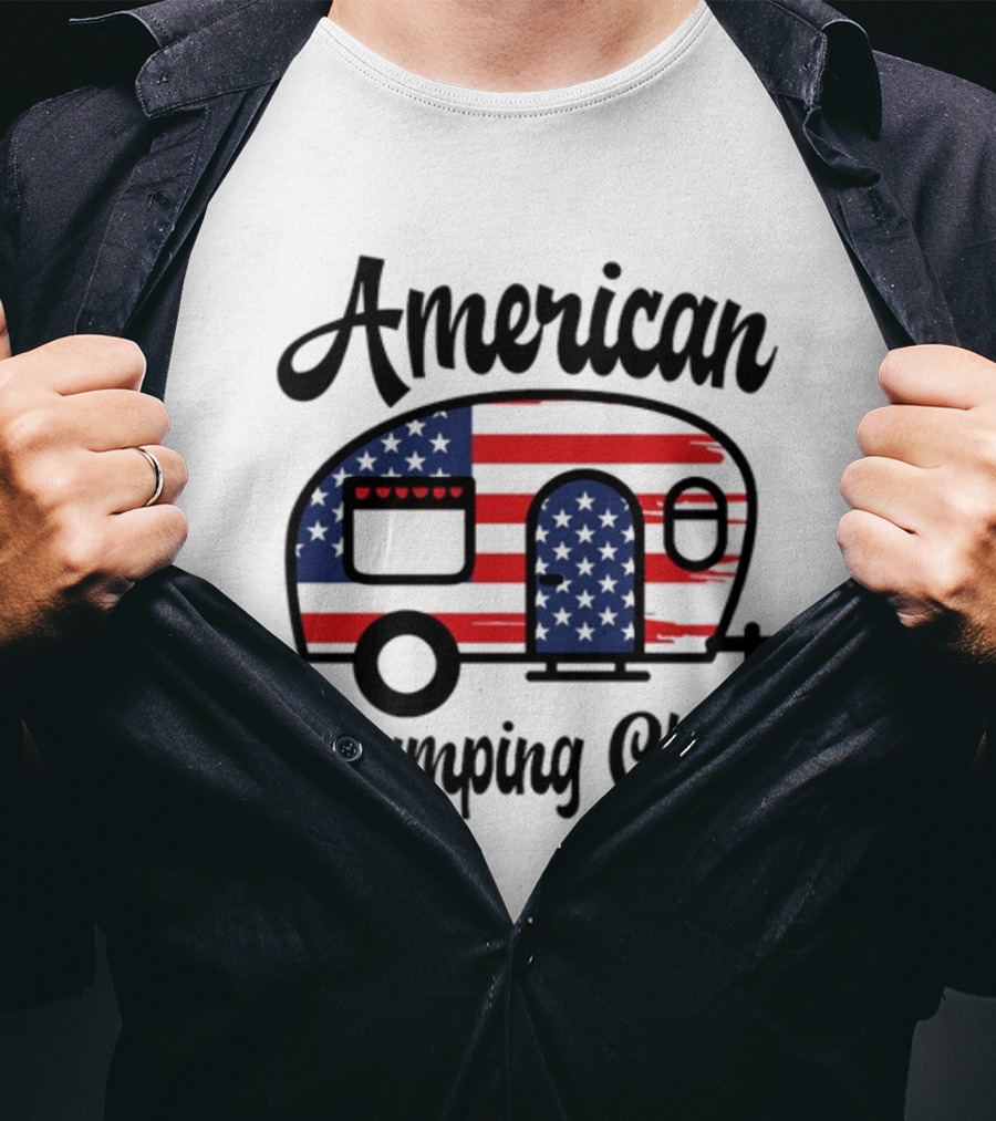 American Camping Chic Flag Camper T-Shirt
