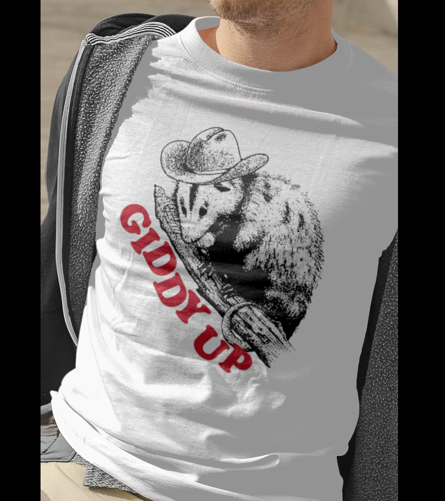 Giddy Up Cowboy Hat Opossum On Branch T-Shirt