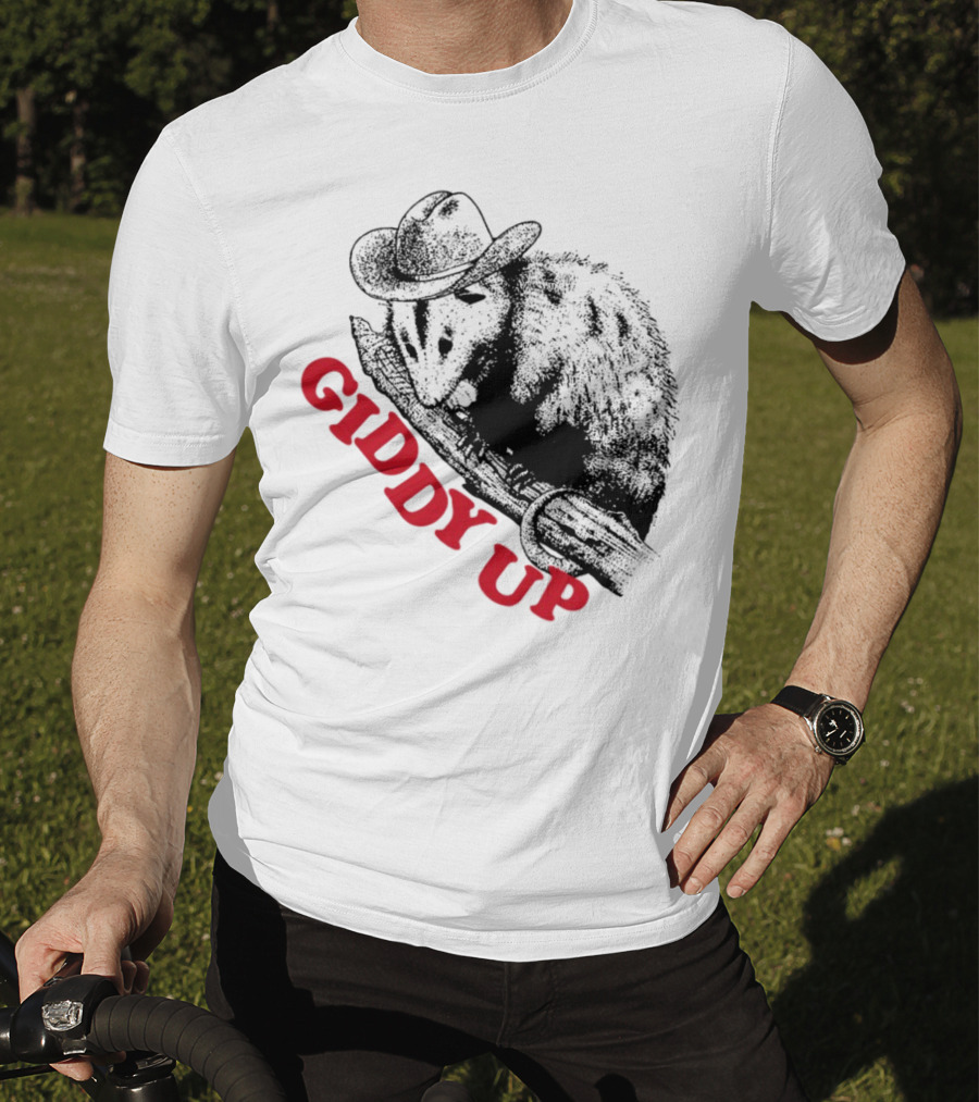 Giddy Up Cowboy Hat Opossum On Branch T-Shirt