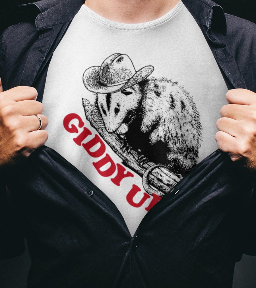Giddy Up Cowboy Hat Opossum On Branch T-Shirt