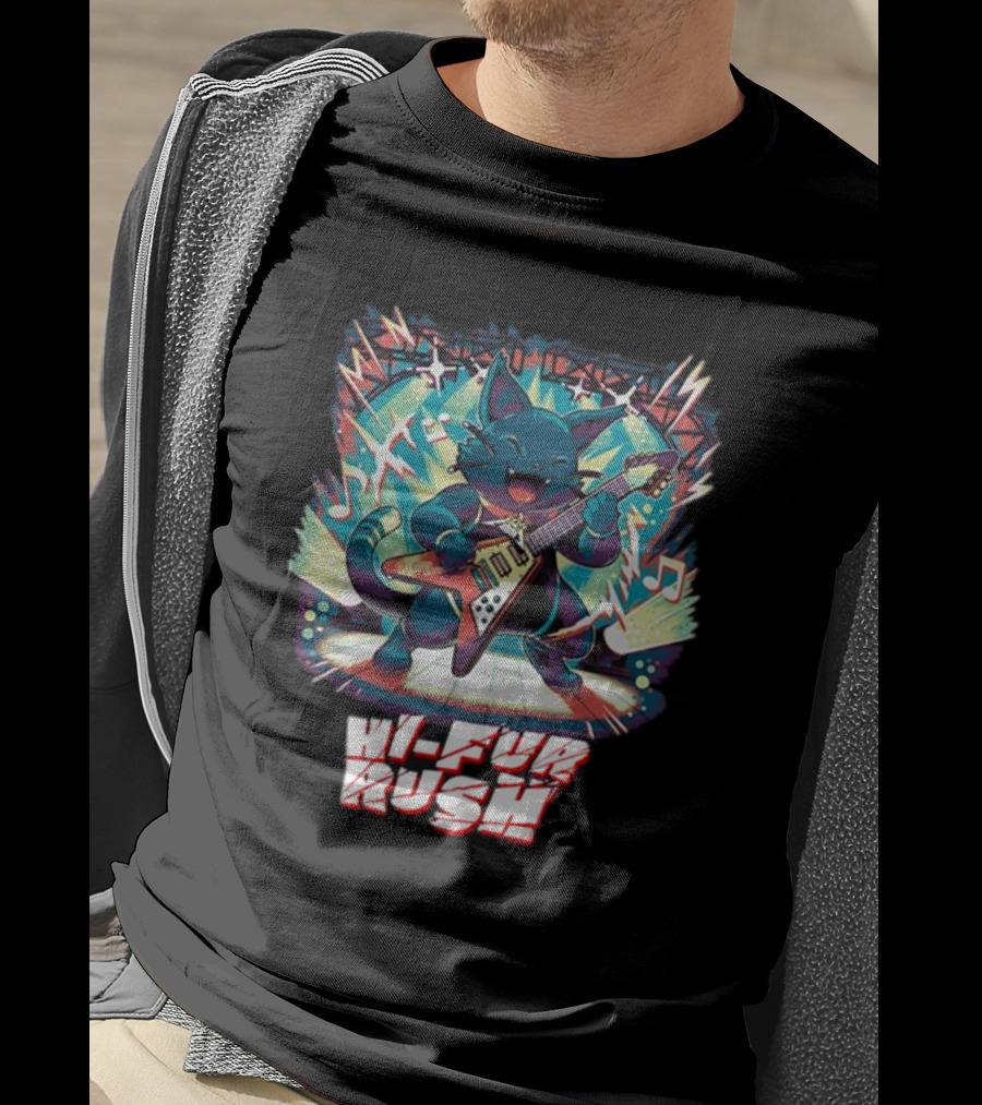 Quakecon Dallas Pets Alive Hi-Fur Rush Cat Rocking Electric Guitar Explosion T-Shirt