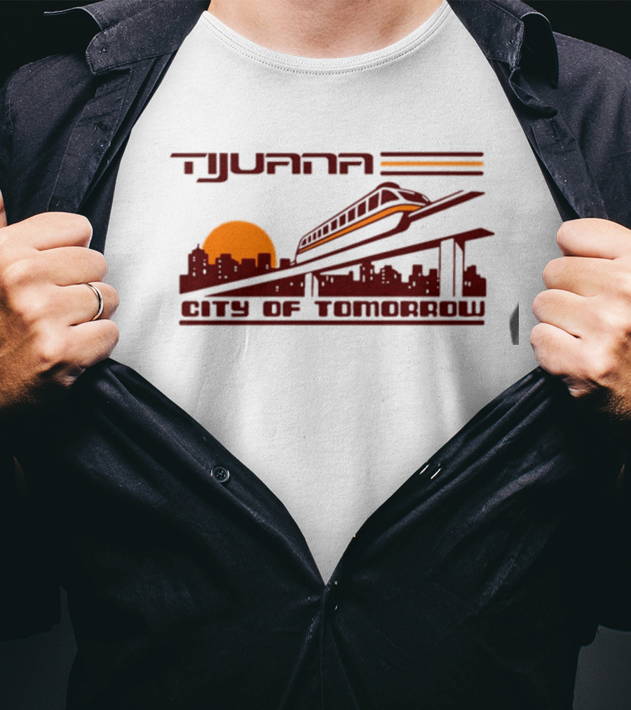 Tijuana City Of Tomorrow Sunset Skyline Monorail T-Shirt