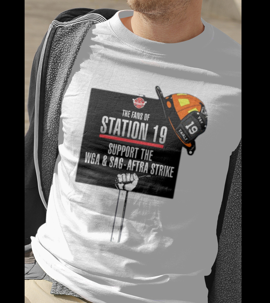 Fans Of Station 19 Support WGA And SAG-AFTRA Strike With Firefighter Helmet T-Shirt