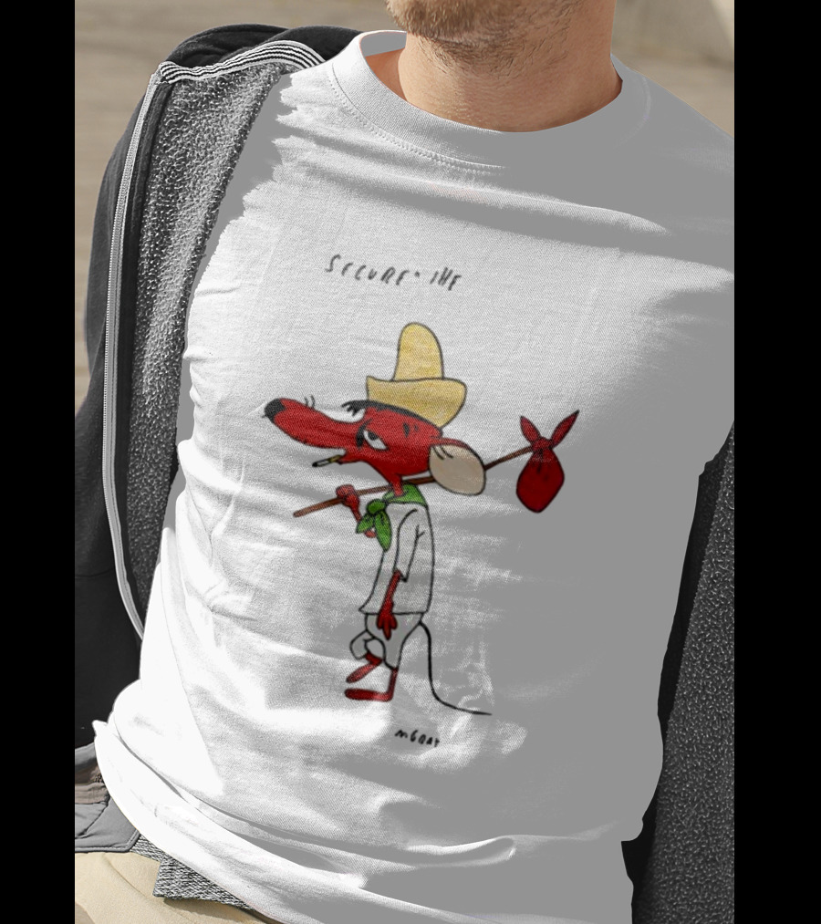 Secured The Bag Mouse Cartoon Character With Sombrero Baguio Street T-Shirt