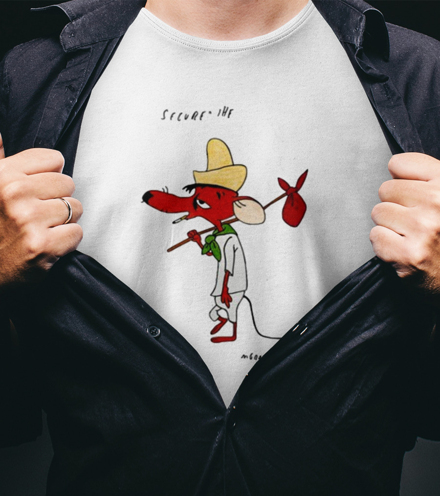 Secured The Bag Mouse Cartoon Character With Sombrero Baguio Street T-Shirt