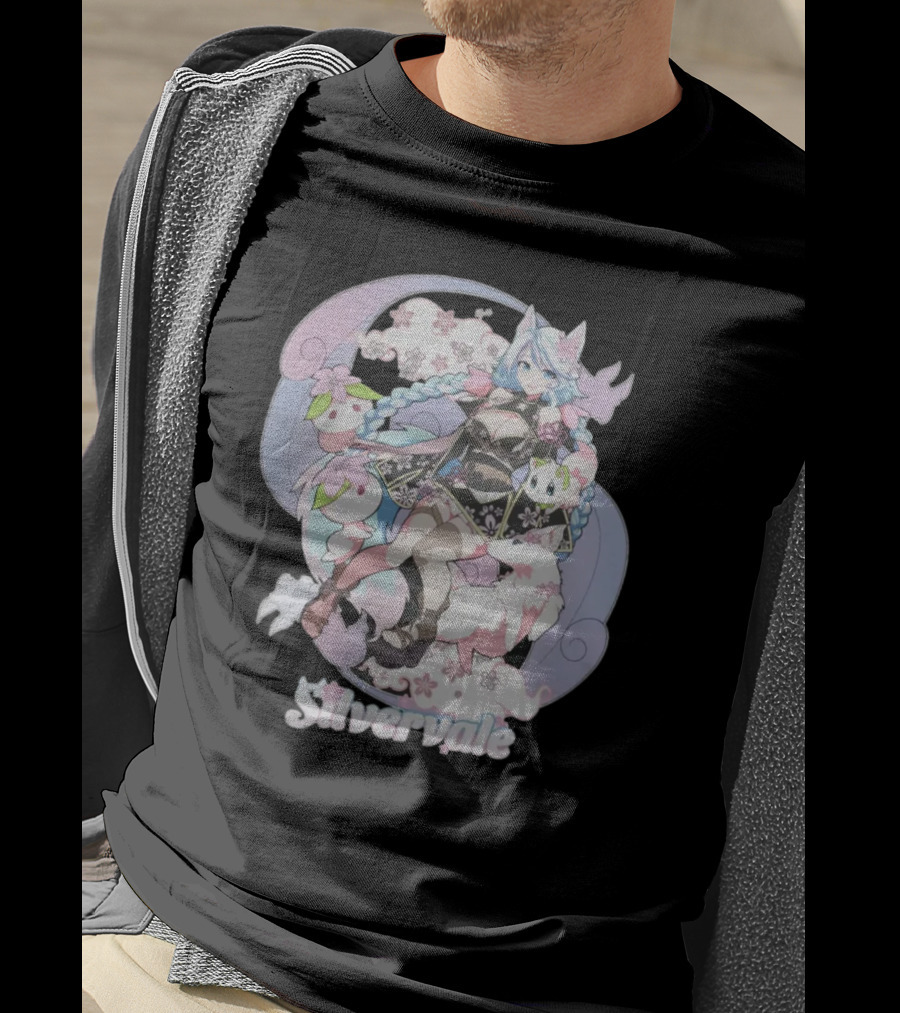 Silvervale Pastel Anime Fantasy Character With Floral Elements T-Shirt