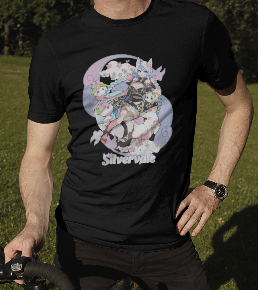 Silvervale Pastel Anime Fantasy Character With Floral Elements T-Shirt
