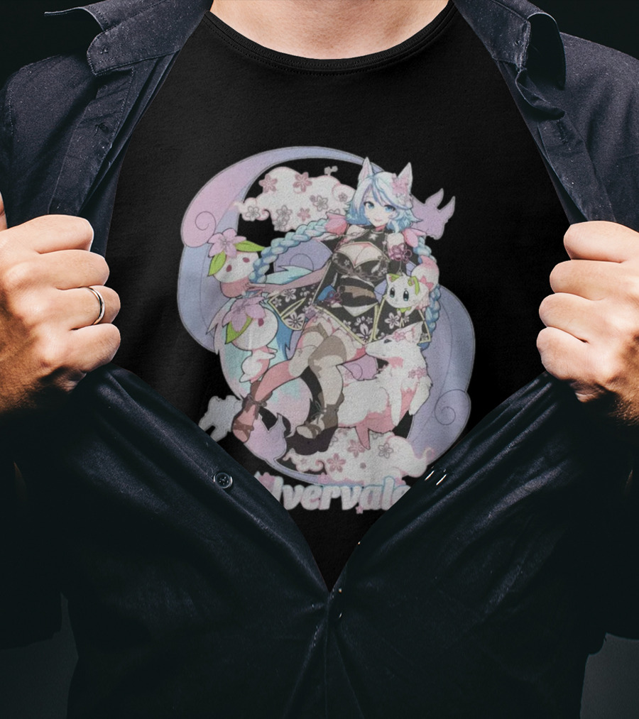 Silvervale Pastel Anime Fantasy Character With Floral Elements T-Shirt