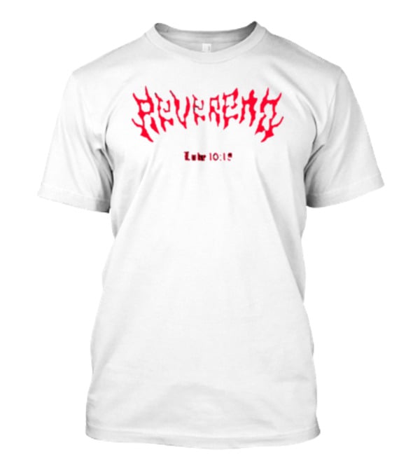Reverend Luke 10:18 Fiery Text T-Shirt