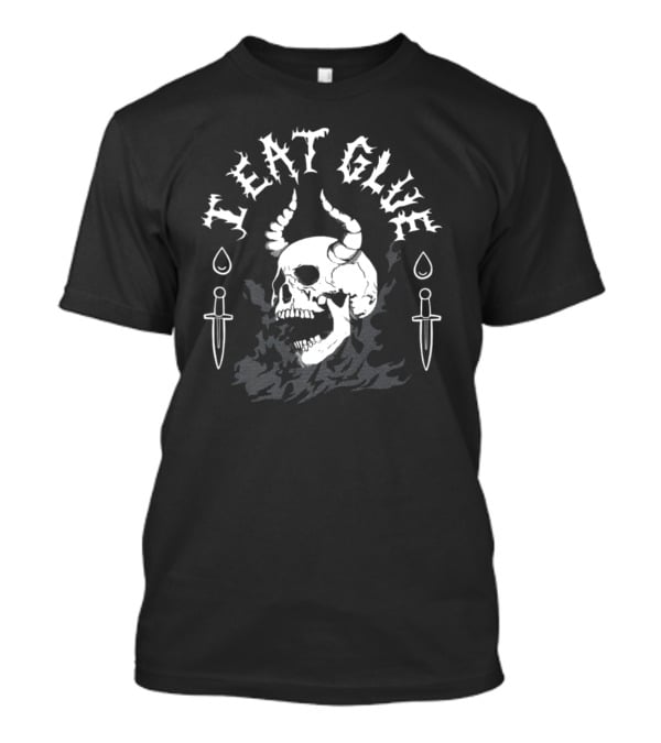 Skull And Knives With Teat Glue Text And Horns T-Shirt