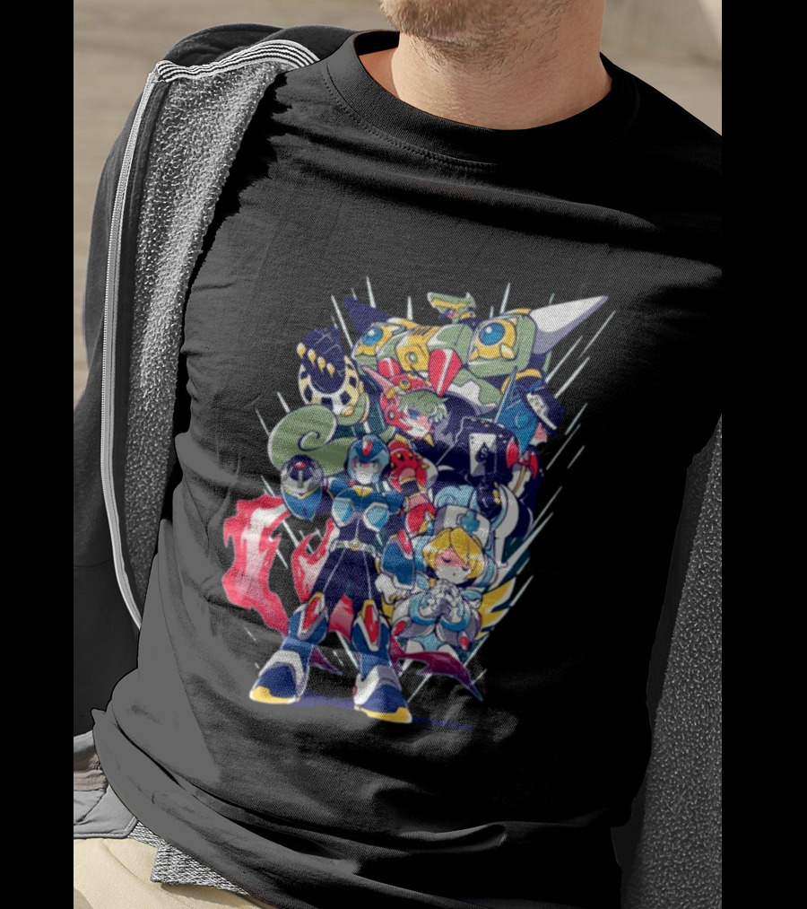 Mega Man X Armor With Maverick Bosses And Allies T-Shirt