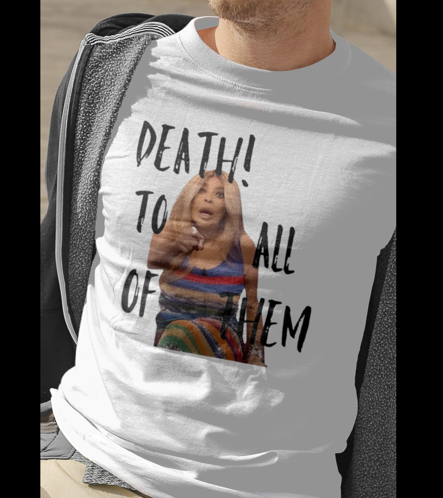 DEATH TO ALL OF THEM Pointing Woman In Colorful Dress T-Shirt