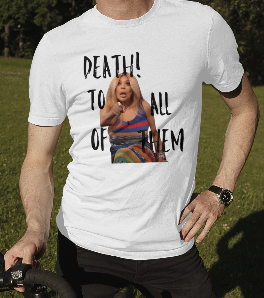 DEATH TO ALL OF THEM Pointing Woman In Colorful Dress T-Shirt