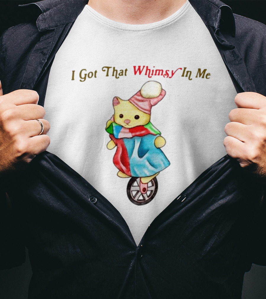I Got That Whimsy In Me Cat On Unicycle With Colorful Outfit And Hat T-Shirt