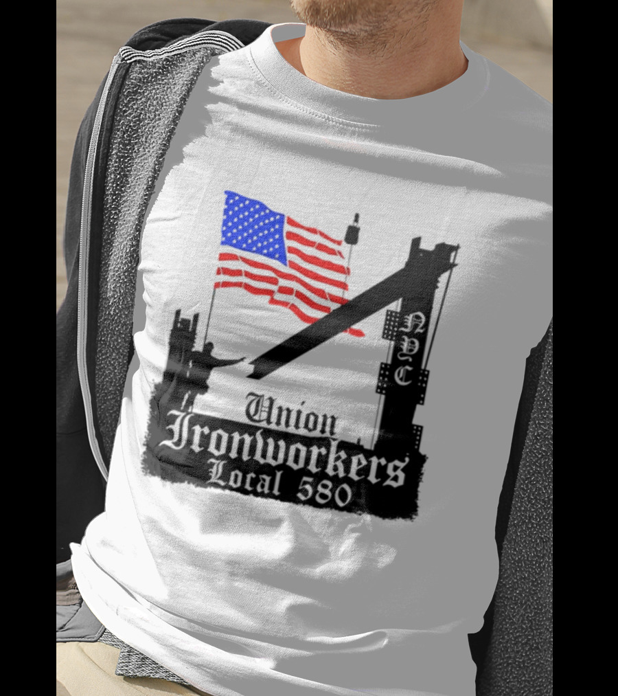 Union Ironworkers Local 580 NYC American Flag T-Shirt