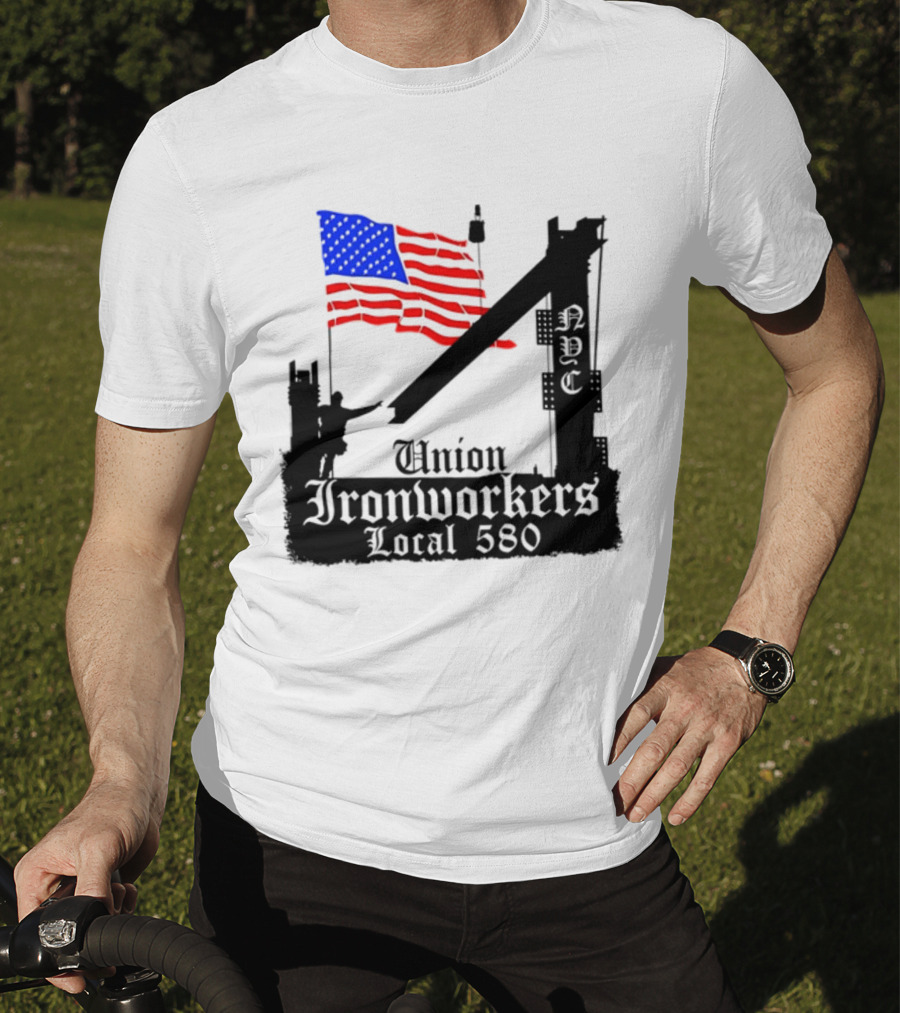 Union Ironworkers Local 580 NYC American Flag T-Shirt
