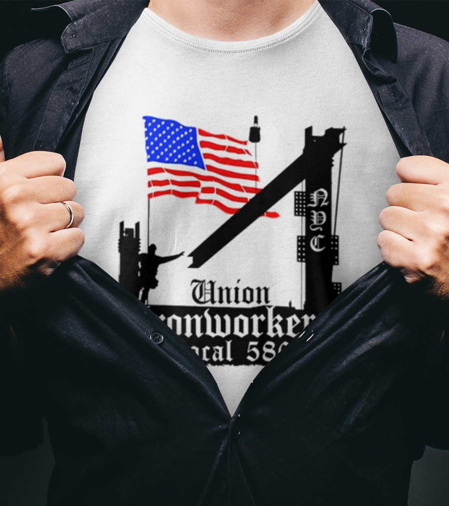 Union Ironworkers Local 580 NYC American Flag T-Shirt