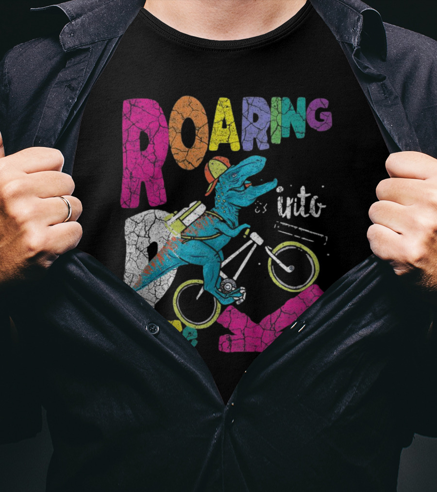 Roaring Into Pre-K Dinosaur Bike Adventure 1st Day Of School Rex T-Shirt